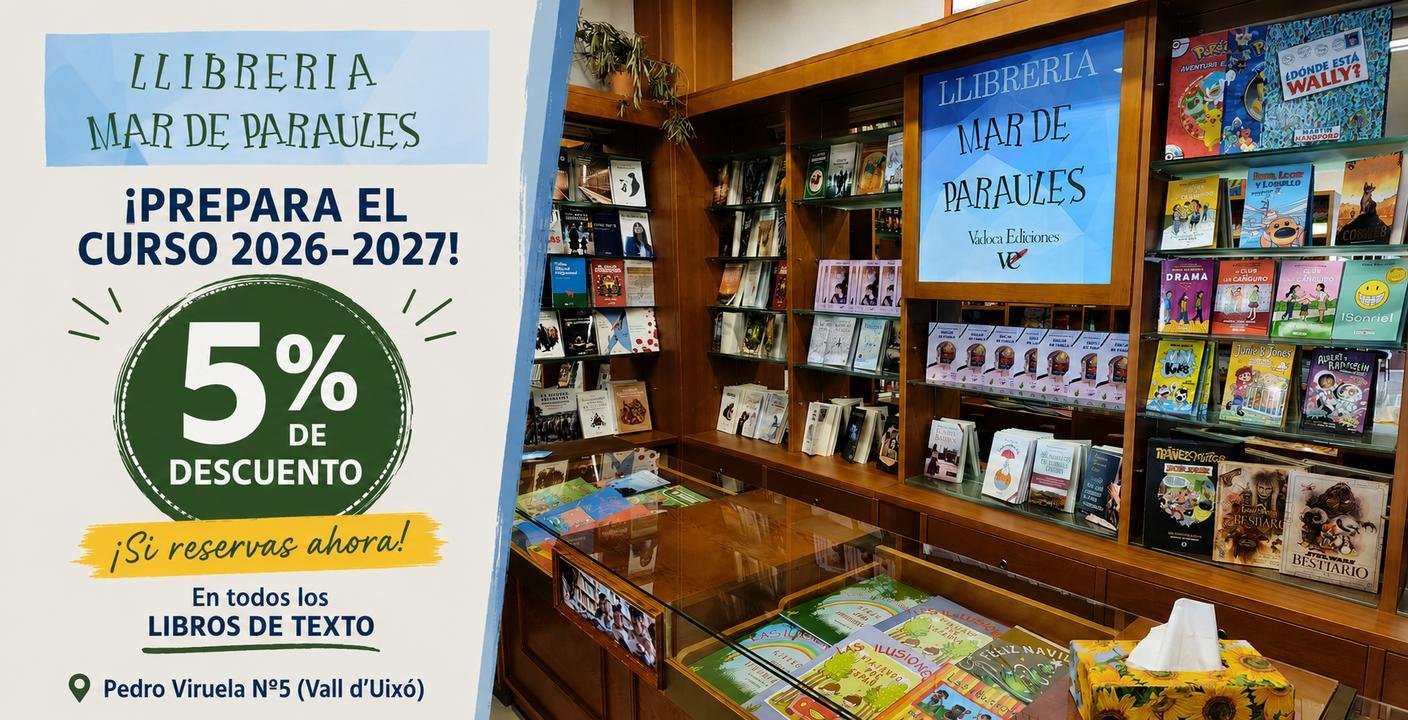 Descuento del 5% para preparar el curso escolar 2026/2027 en Llibreria Mar de Paraules